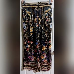 Camilla Floral Print Silk Pants M Wide Leg